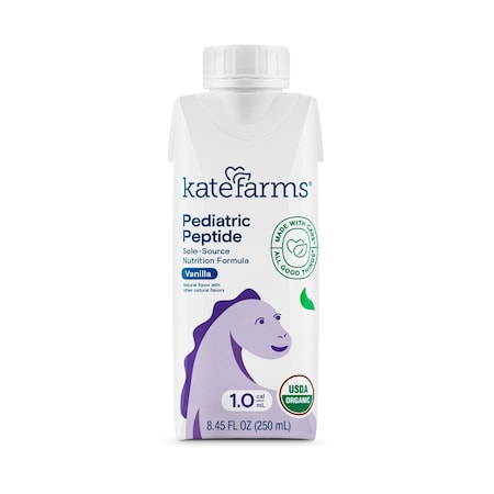 Kate Farms Pediatric Peptide 1. Kate Farms Pediatric Peptide 1.0 Sole-Source Nutrition Formula, Vanilla Flavor, 8.45-ounce carton 811112030539